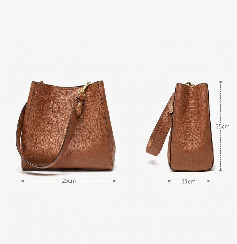 Sac à main bandoulière cuir de vache véritable seau authentique - Rosa