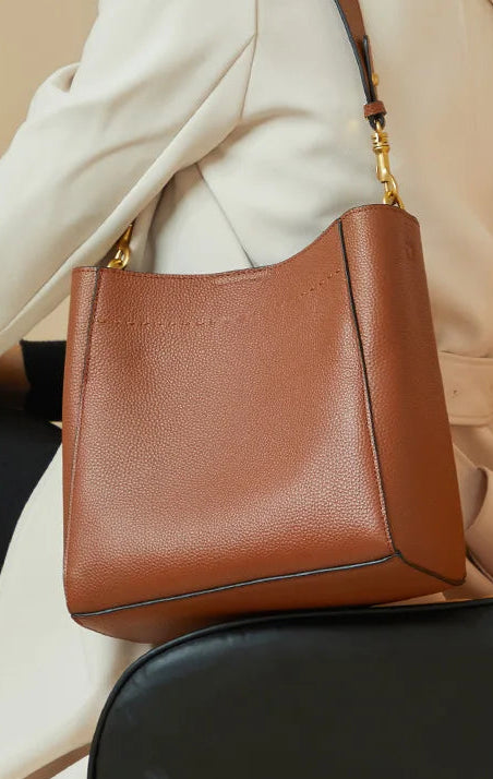 Sac à main bandoulière cuir de vache véritable seau authentique - Rosa - Maison Elvira