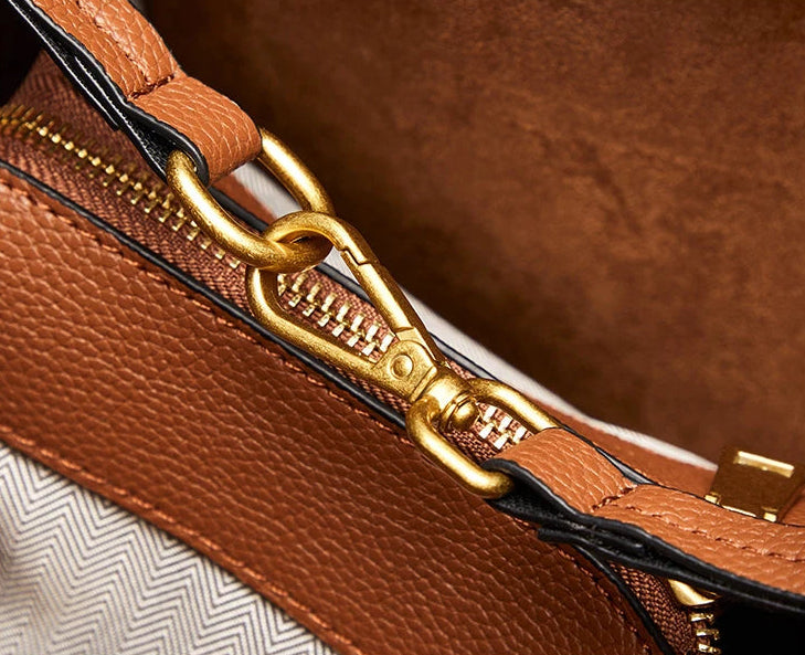 Sac à main bandoulière cuir de vache véritable seau authentique - Rosa - Maison Elvira