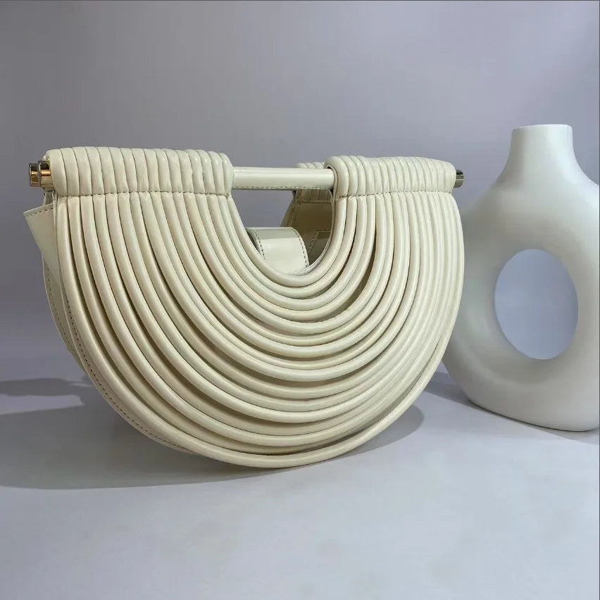 Sac à main bandoulière hobo tissé argent chic - Leandra - Maison Elvira