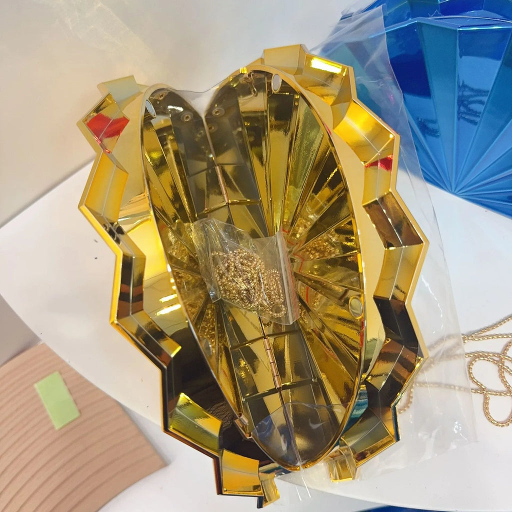 Sac à main bandoulière lunaire en acrylique argenté - Lunaria - Maison Elvira