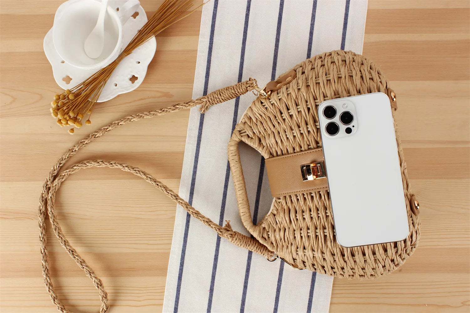 Sac à main bandoulière tissé en paille élégant - Isabella - Maison Elvira