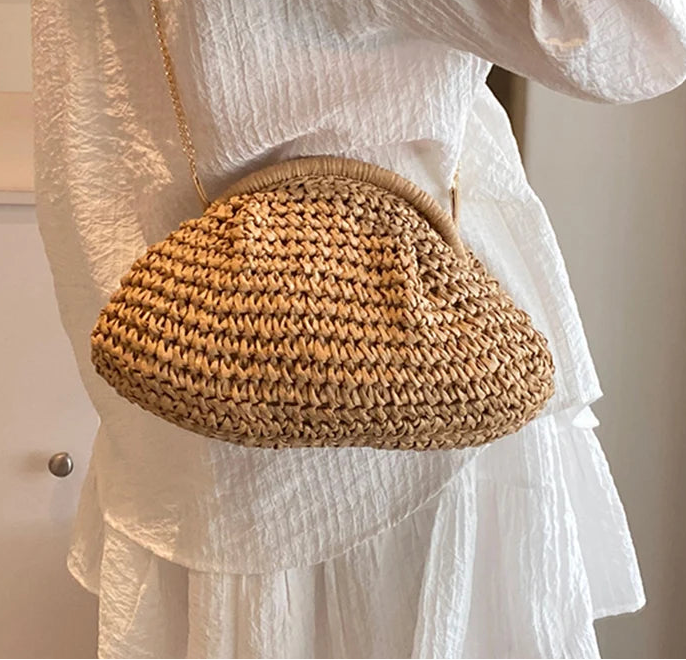 Sac à main bandoulière en paille naturel - Margherita - Maison Elvira