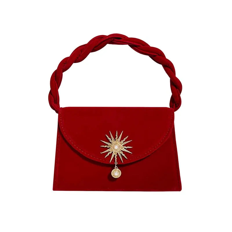 Pochette de mariage en velours rouge élégante - Raffaella - Maison Elvira