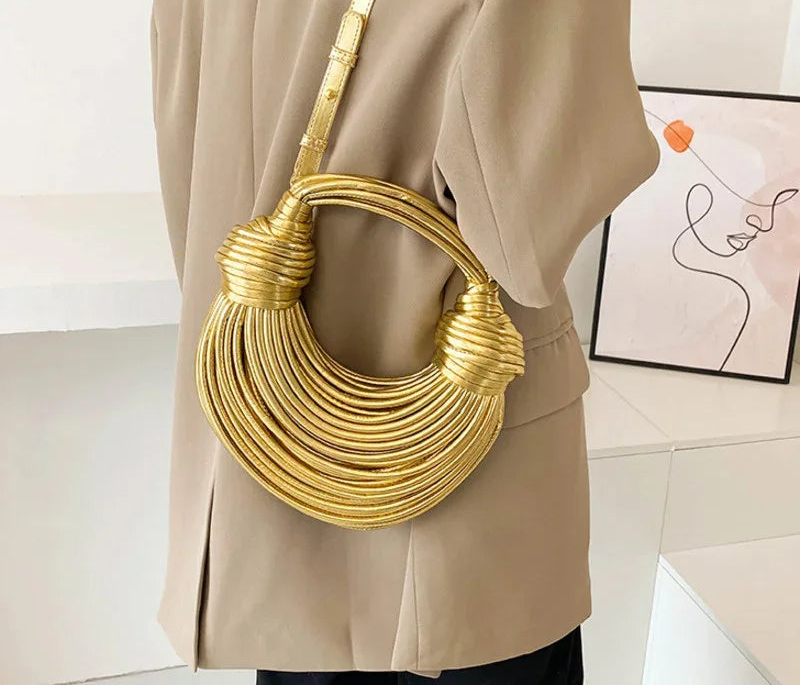 Sac à main bandoulière hobo tissé argent chic - Irena - Maison Elvira