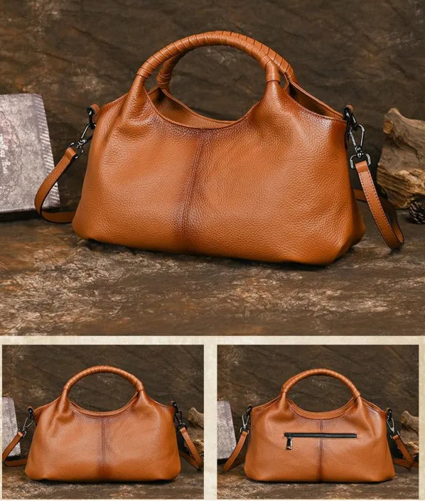 Sac à main bandoulière fourre-tout en cuir véritable ample - Caterina - Maison Elvira