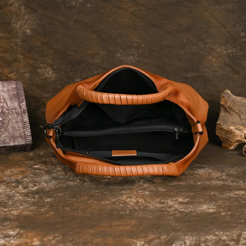 Sac à main bandoulière fourre-tout en cuir véritable ample - Caterina - Maison Elvira