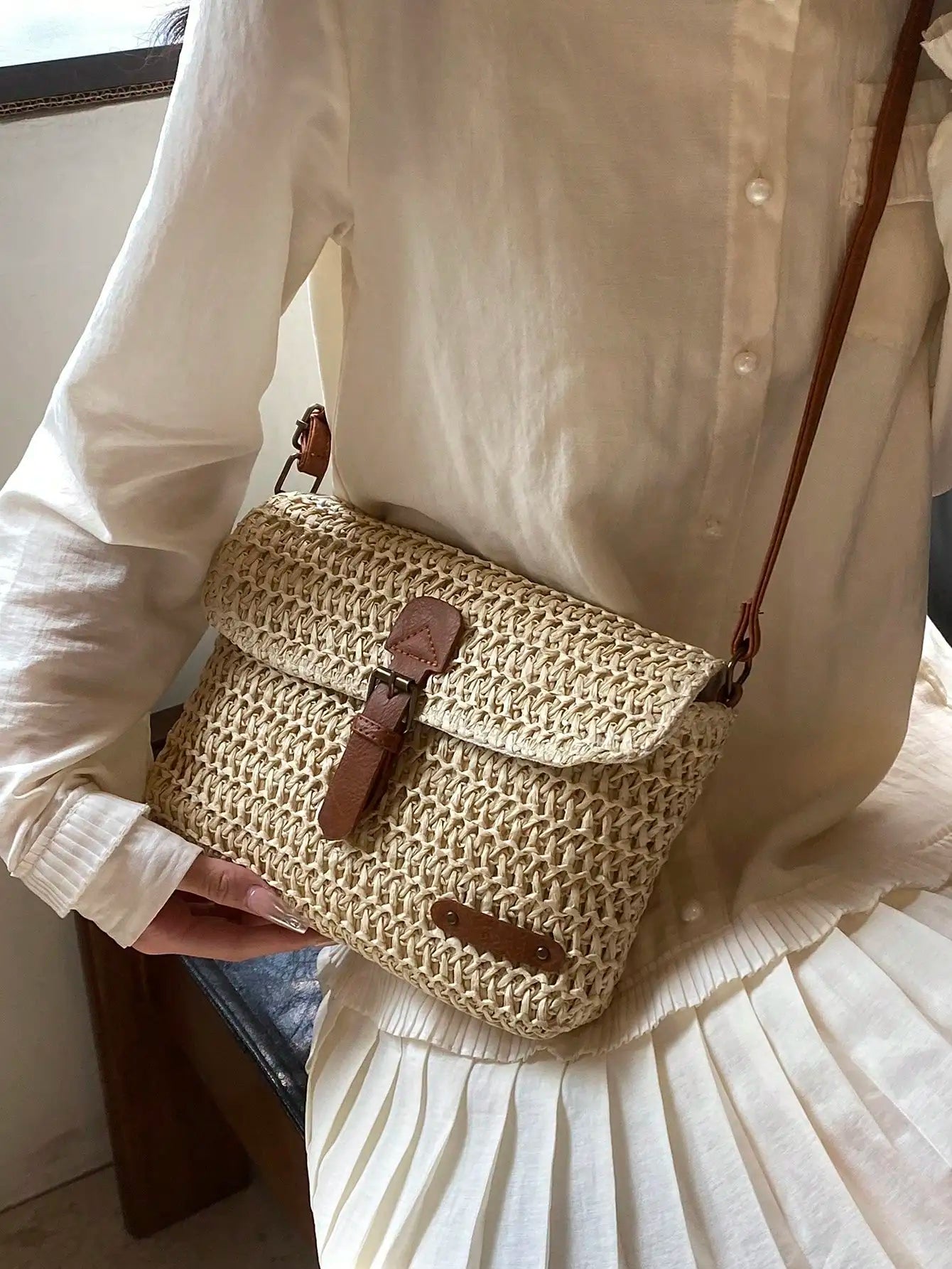 Sac à main bandoulière en paille élégant - Lavinia - Maison Elvira