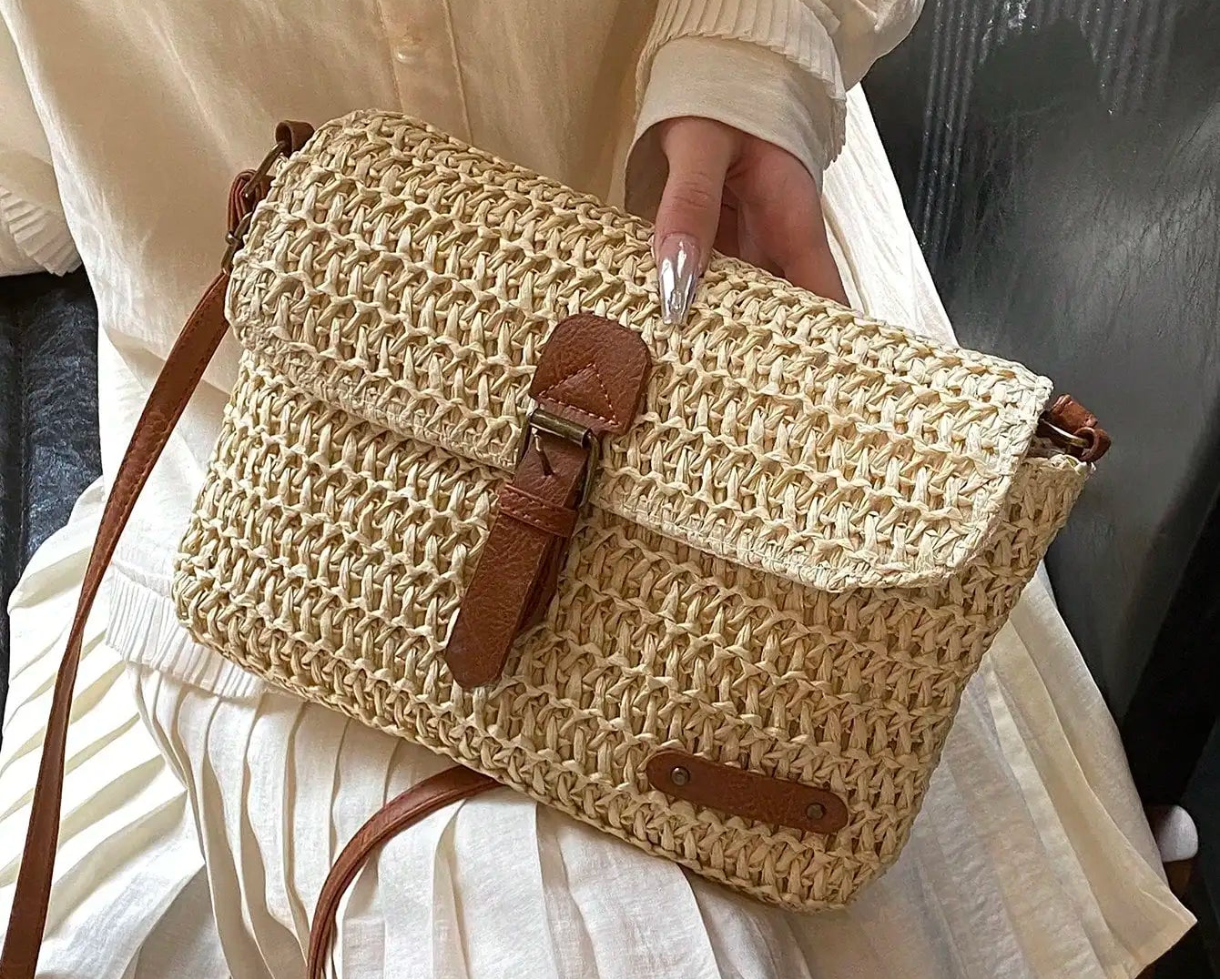 Sac à main bandoulière en paille élégant - Lavinia - Maison Elvira