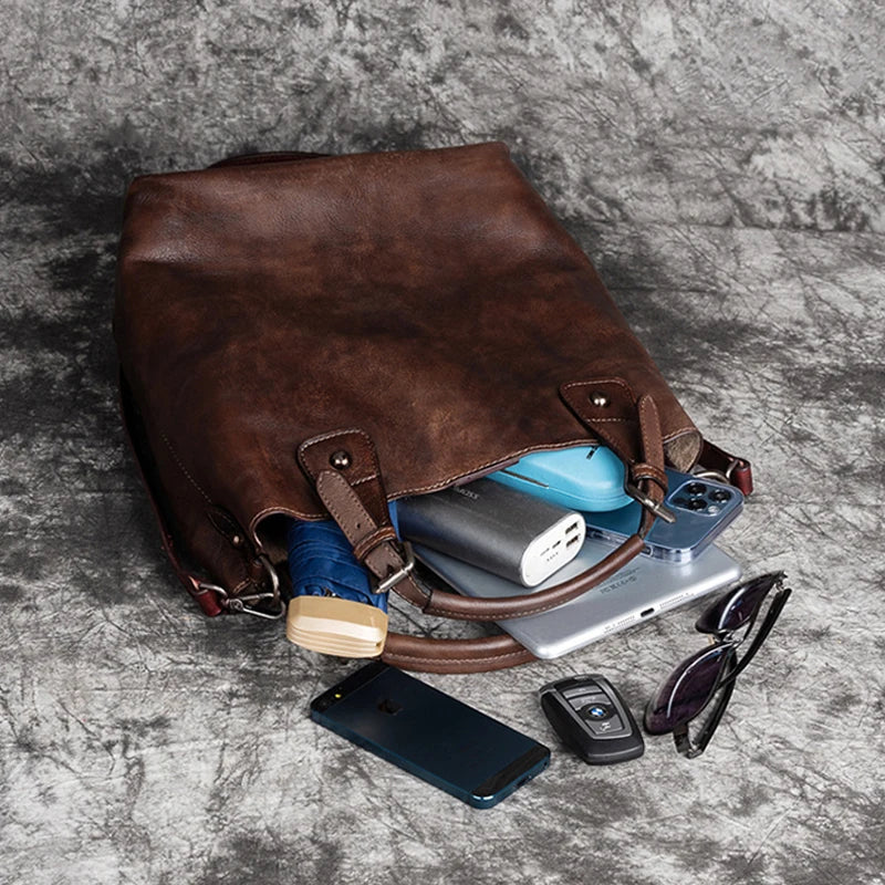 Sac à main bandoulière en cuir véritable authentique - Alba - Maison Elvira