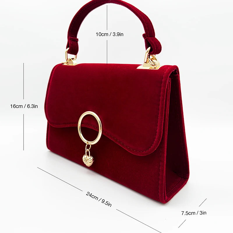 Pochette de mariage en velours rouge élégante - Raffaella - Maison Elvira