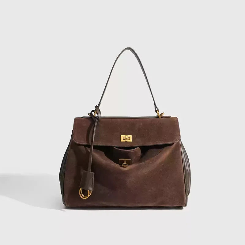 Sac à main bandoulière en cuir daim givré noble - Luciana - Maison Elvira