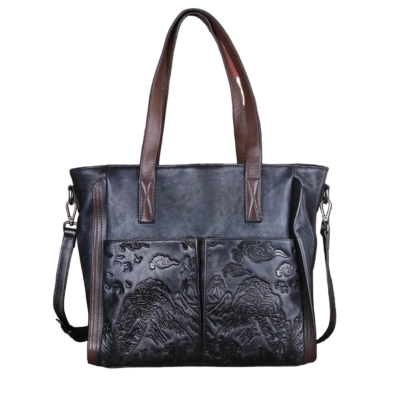 Sac à main vintage en cuir véritable gaufré fait main - Ofelia - Maison Elvira