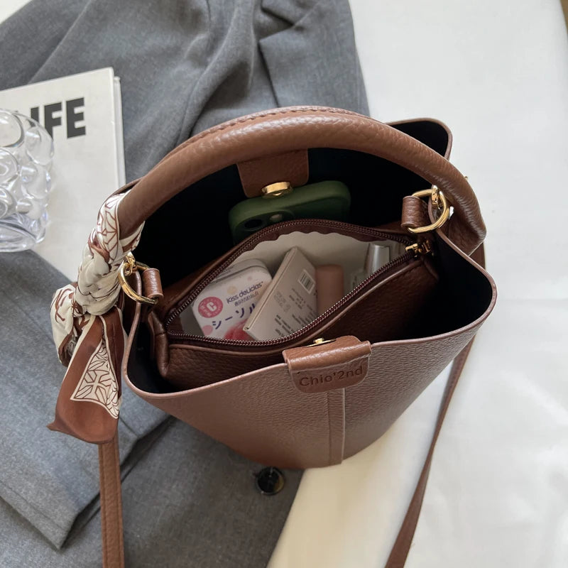 Sac à main bandoulière fourre-tout seau rétro - Lina - Maison Elvira