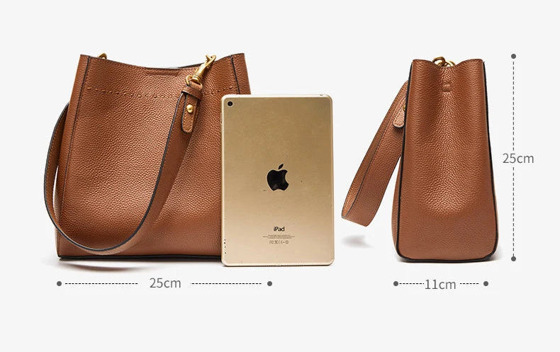 Sac à main bandoulière cuir de vache véritable seau authentique - Rosa - Maison Elvira