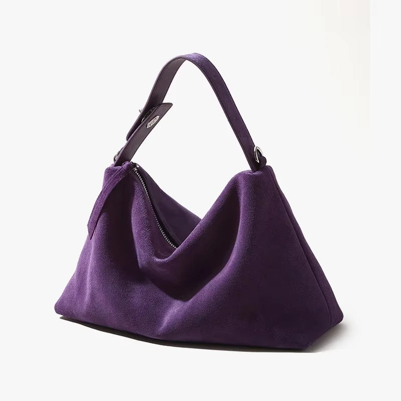 Sac à main bandoulière en daim doux - Ginevra - Maison Elvira