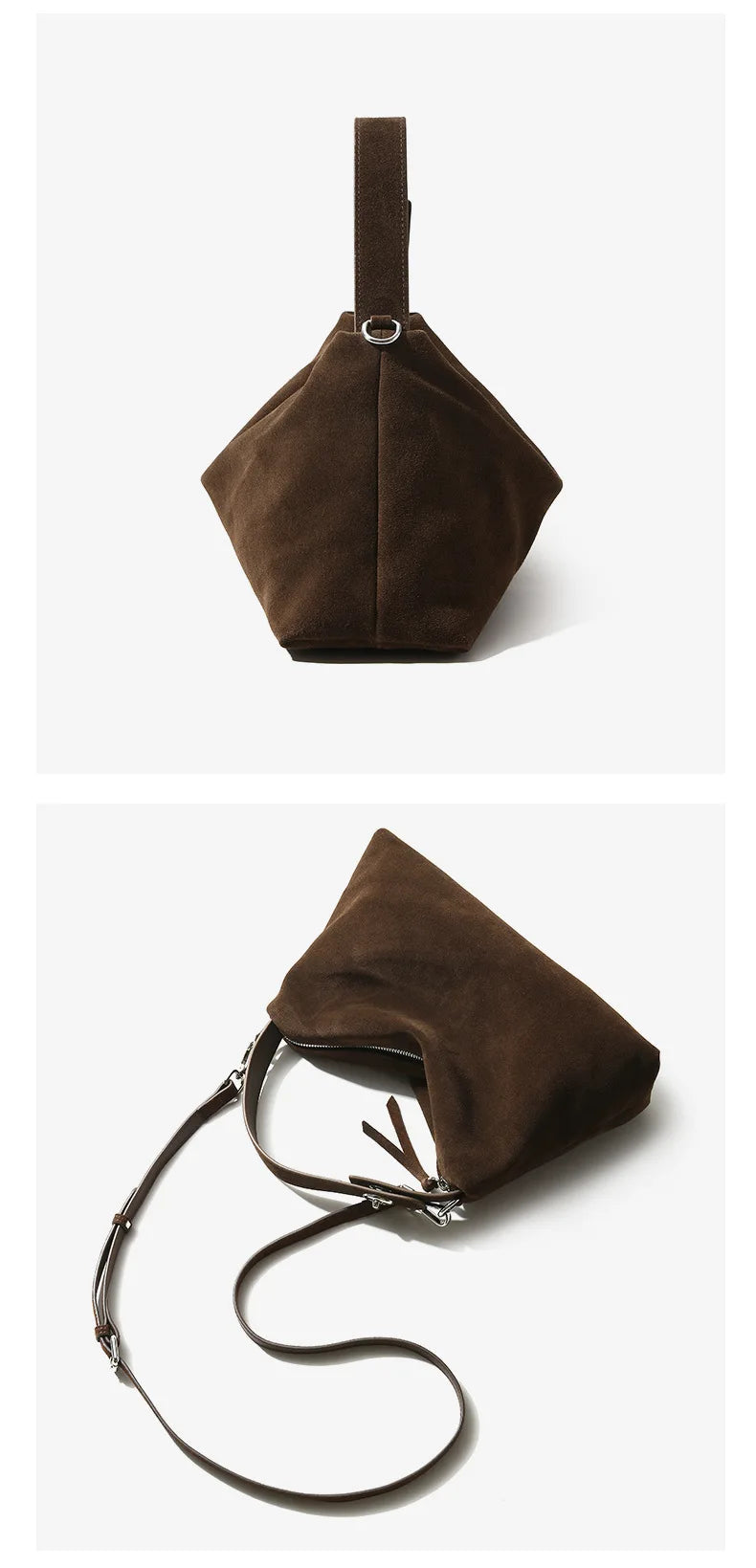 Sac à main bandoulière en daim doux - Ginevra - Maison Elvira