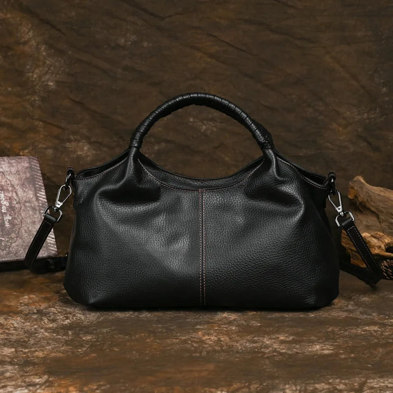 Sac à main bandoulière fourre-tout en cuir véritable ample - Caterina - Maison Elvira