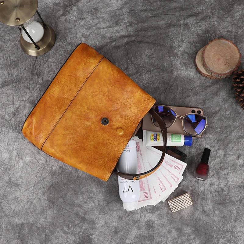 Sac à main bandoulière en cuir véritable simpliste- Gloria - Maison Elvira