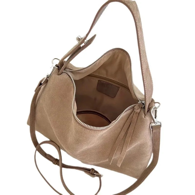 Sac à main bandoulière en daim doux - Ginevra - Maison Elvira