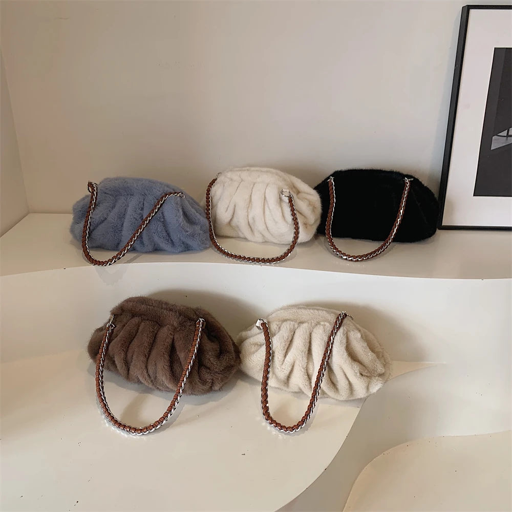 Sac à main bandoulière moelleux en fausse fourrure - Isadora - Maison Elvira