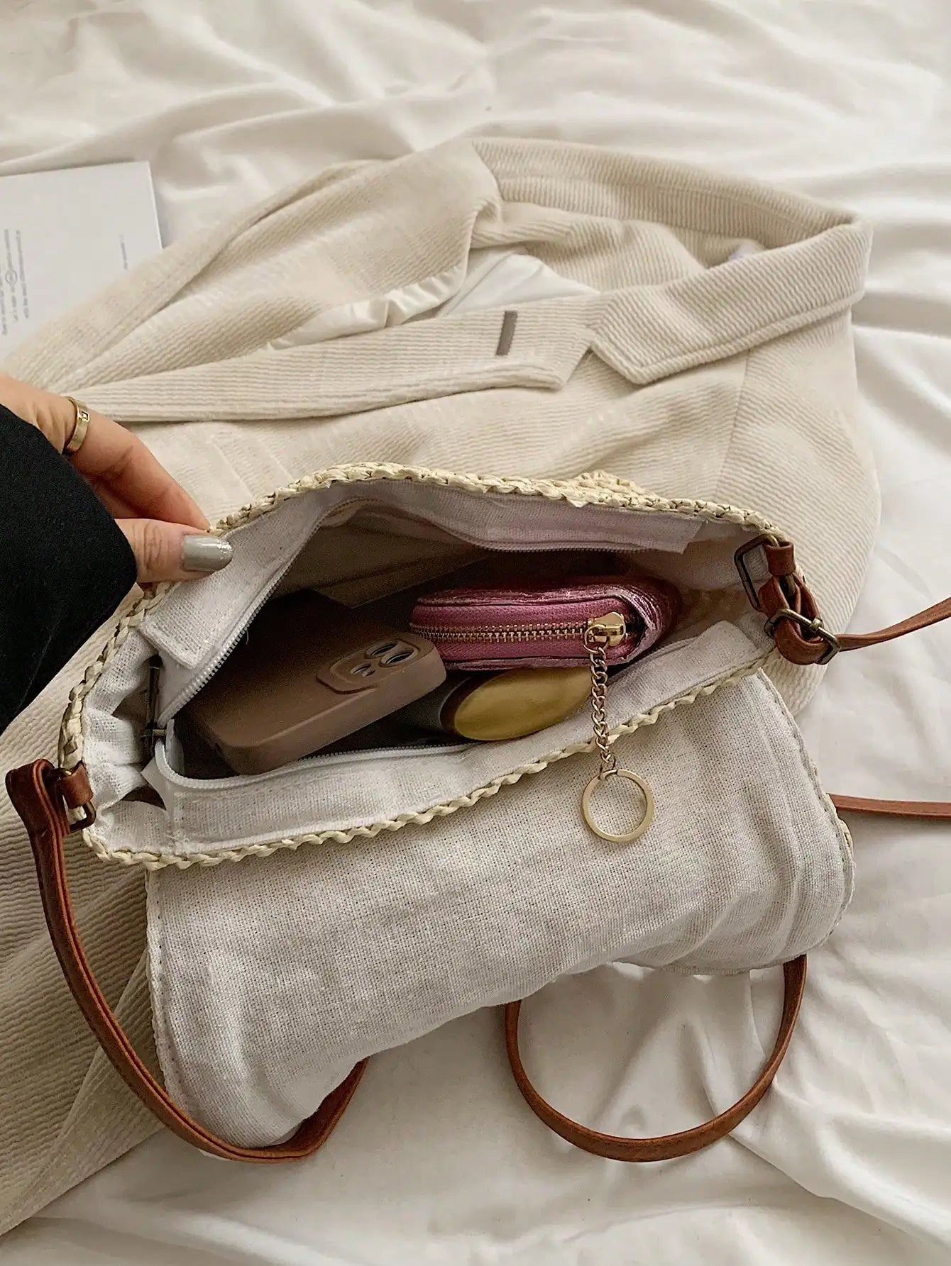 Sac à main bandoulière en paille élégant - Lavinia - Maison Elvira