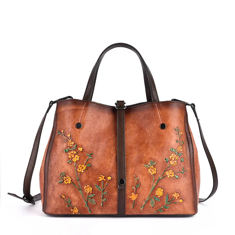 Sac à main bandoulière en cuir véritable brodé - Clotilde - Maison Elvira