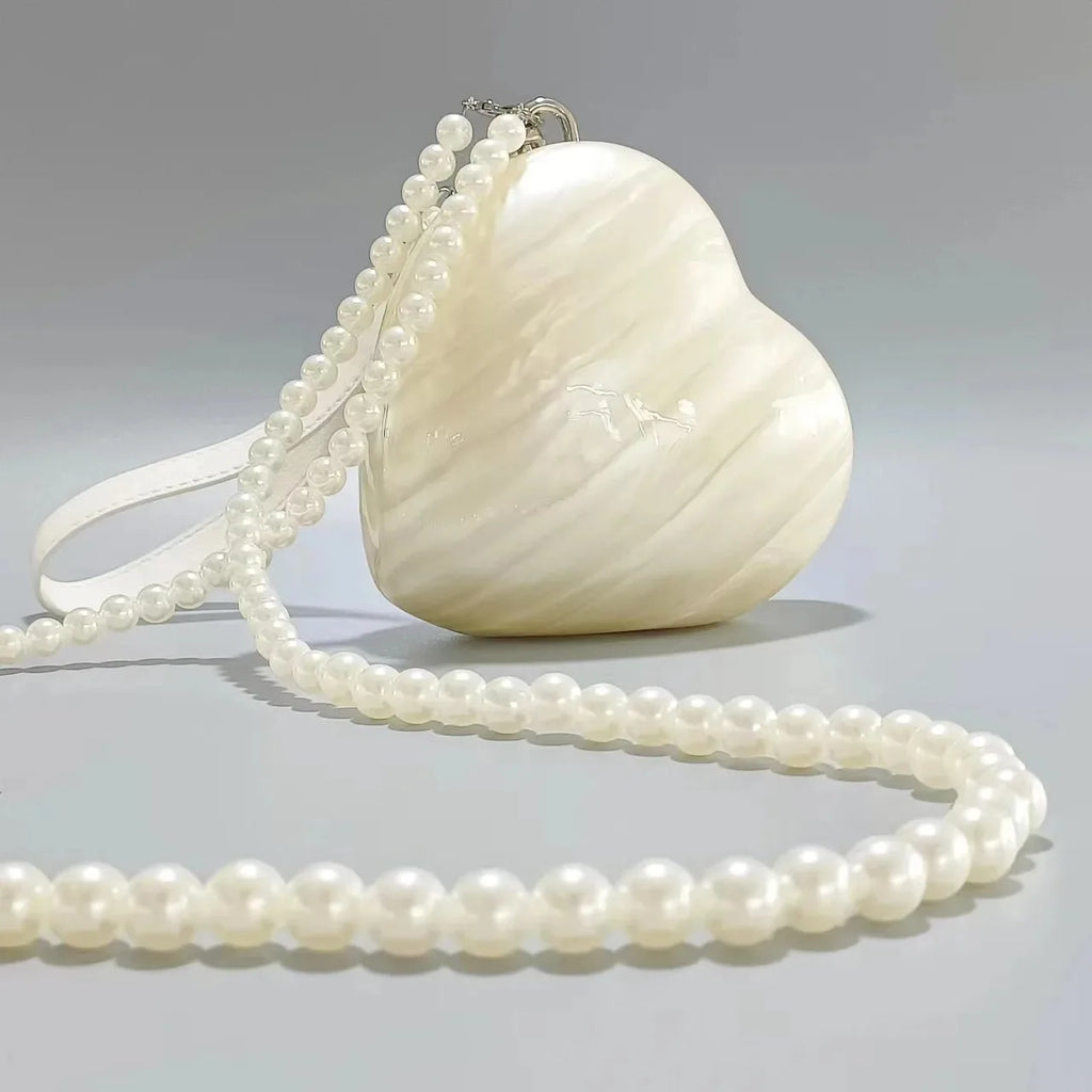 Sac à main bandoulière cœur en acrylique perlé - Armonia - Maison Elvira