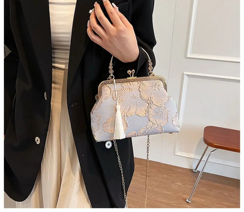 Sac à main bandoulière brodé d’inspiration chinoise - Agnese - Maison Elvira