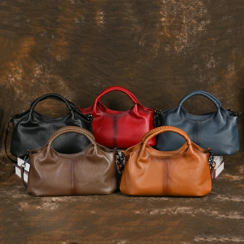 Sac à main bandoulière fourre-tout en cuir véritable ample - Caterina - Maison Elvira