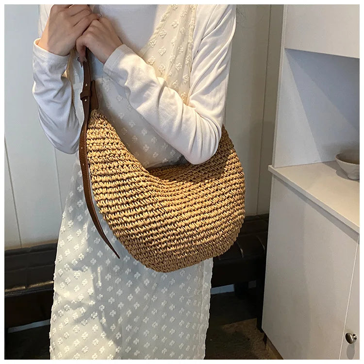 Sac à main bandoulière bohème en paille tissée - Nerina - Maison Elvira