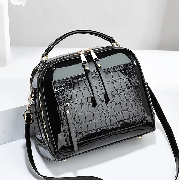 Sac à main bandoulière effet crocodile brillant - Alessia - Maison Elvira
