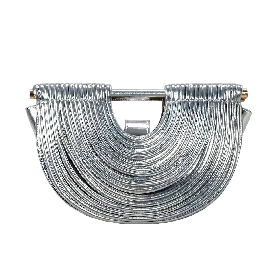 Sac à main bandoulière hobo tissé argent chic - Leandra - Maison Elvira