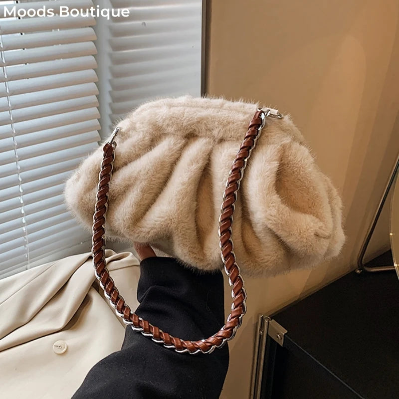 Sac à main bandoulière moelleux en fausse fourrure - Isadora - Maison Elvira