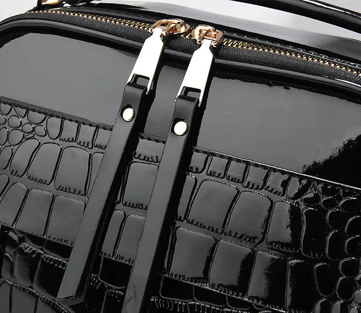 Sac à main bandoulière effet crocodile brillant - Alessia - Maison Elvira