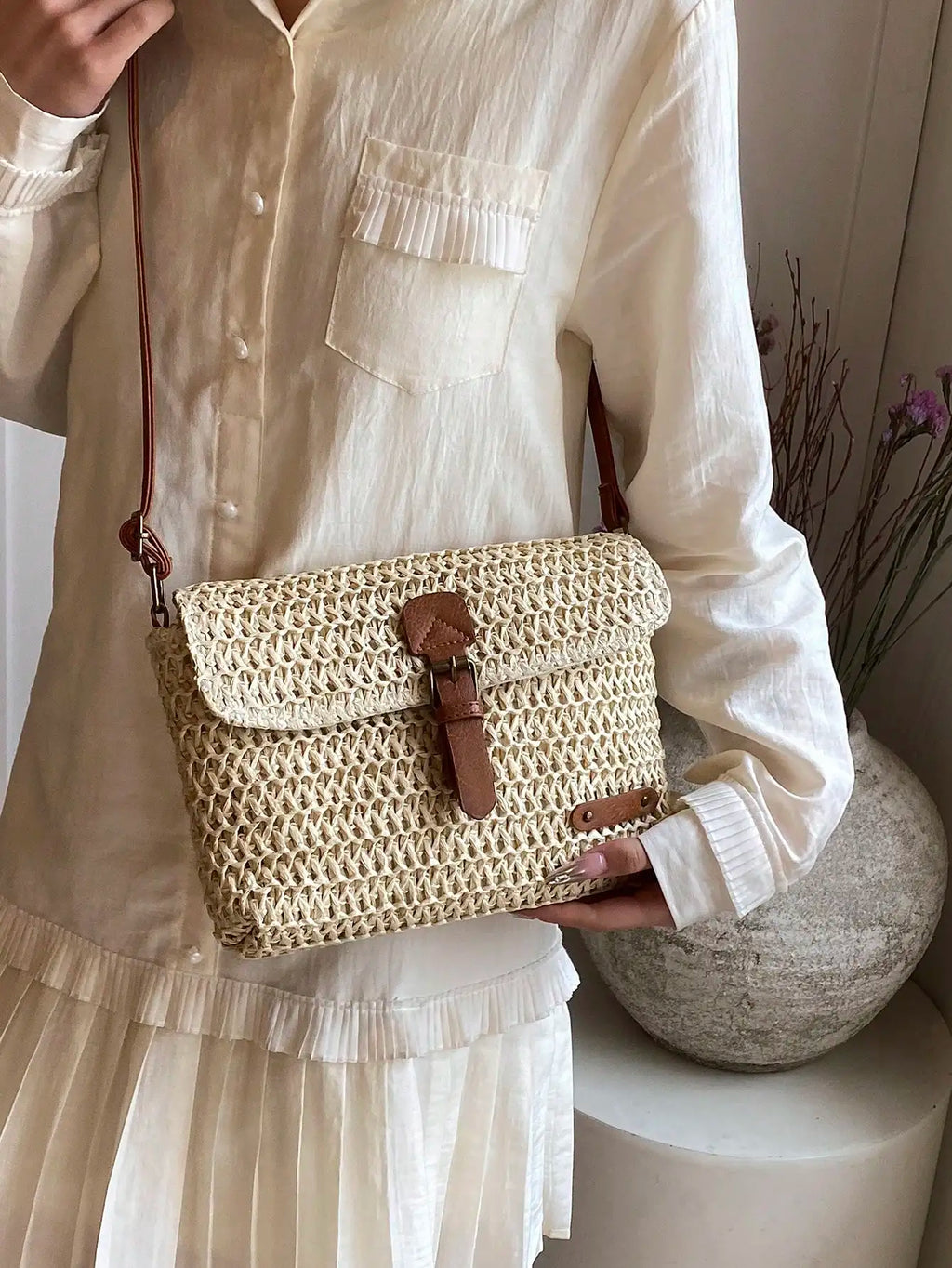 Sac à main bandoulière en paille élégant - Lavinia - Maison Elvira