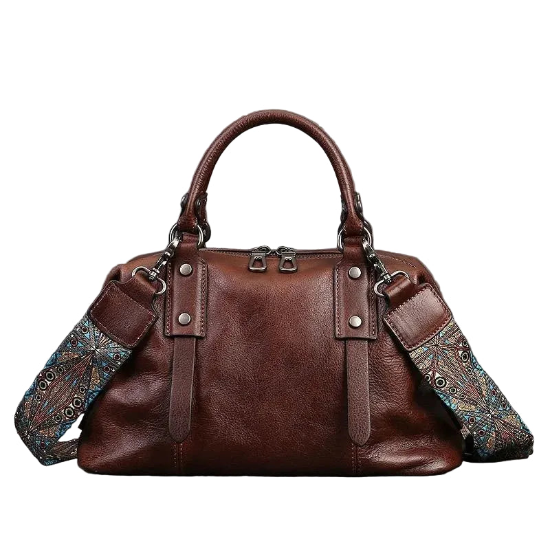 Sac à main bandoulière en cuir véritable sobre - Carla - Maison Elvira