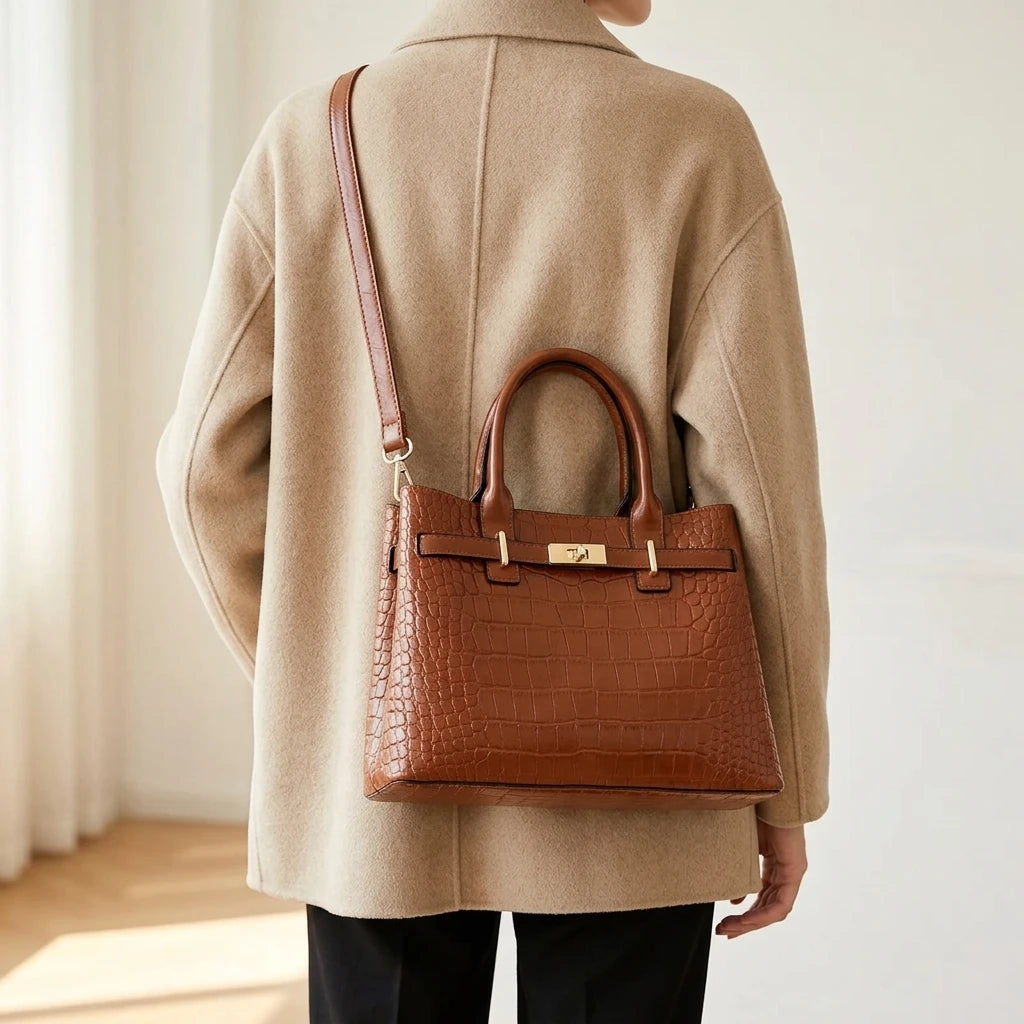 Sac à main bandoulière crocodile - Benedetta
