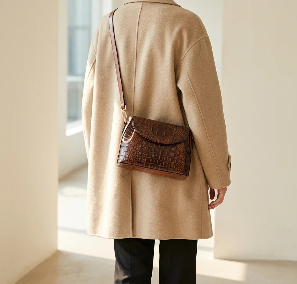 Sac à main bandoulière cuir de vache véritable embossé - Marcella