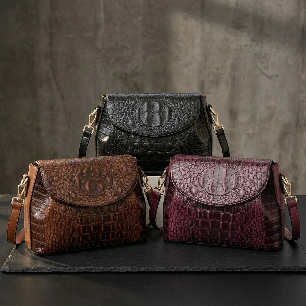 Sac à main bandoulière cuir de vache véritable embossé - Marcella