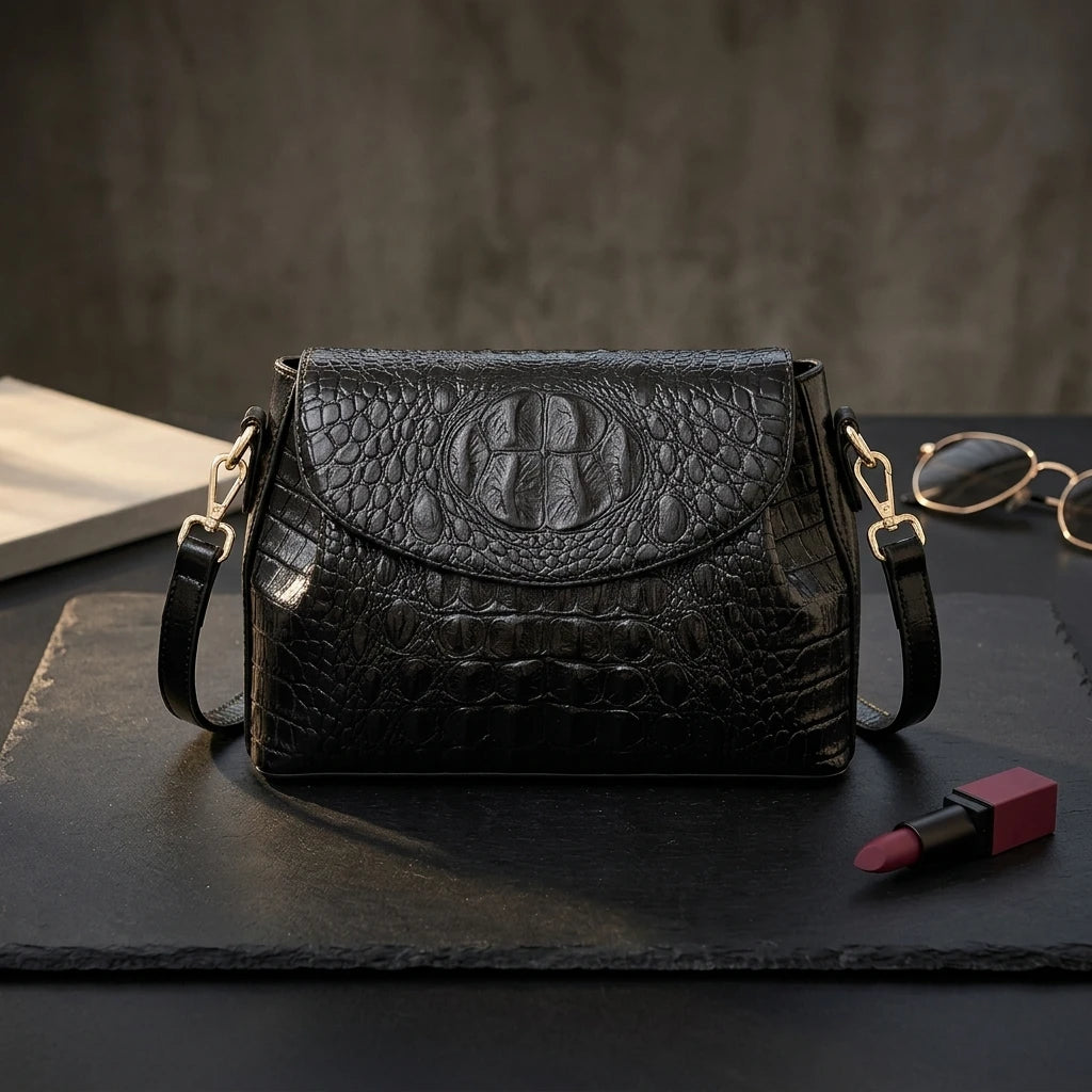 Sac à main bandoulière cuir de vache véritable embossé - Marcella