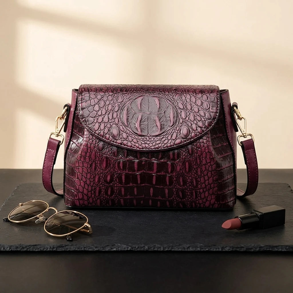 Sac à main bandoulière cuir de vache véritable embossé - Marcella