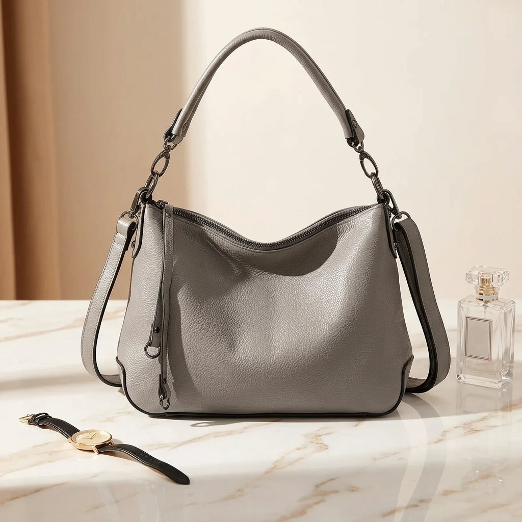 Sac à main bandoulière en cuir sobre - Alessandra