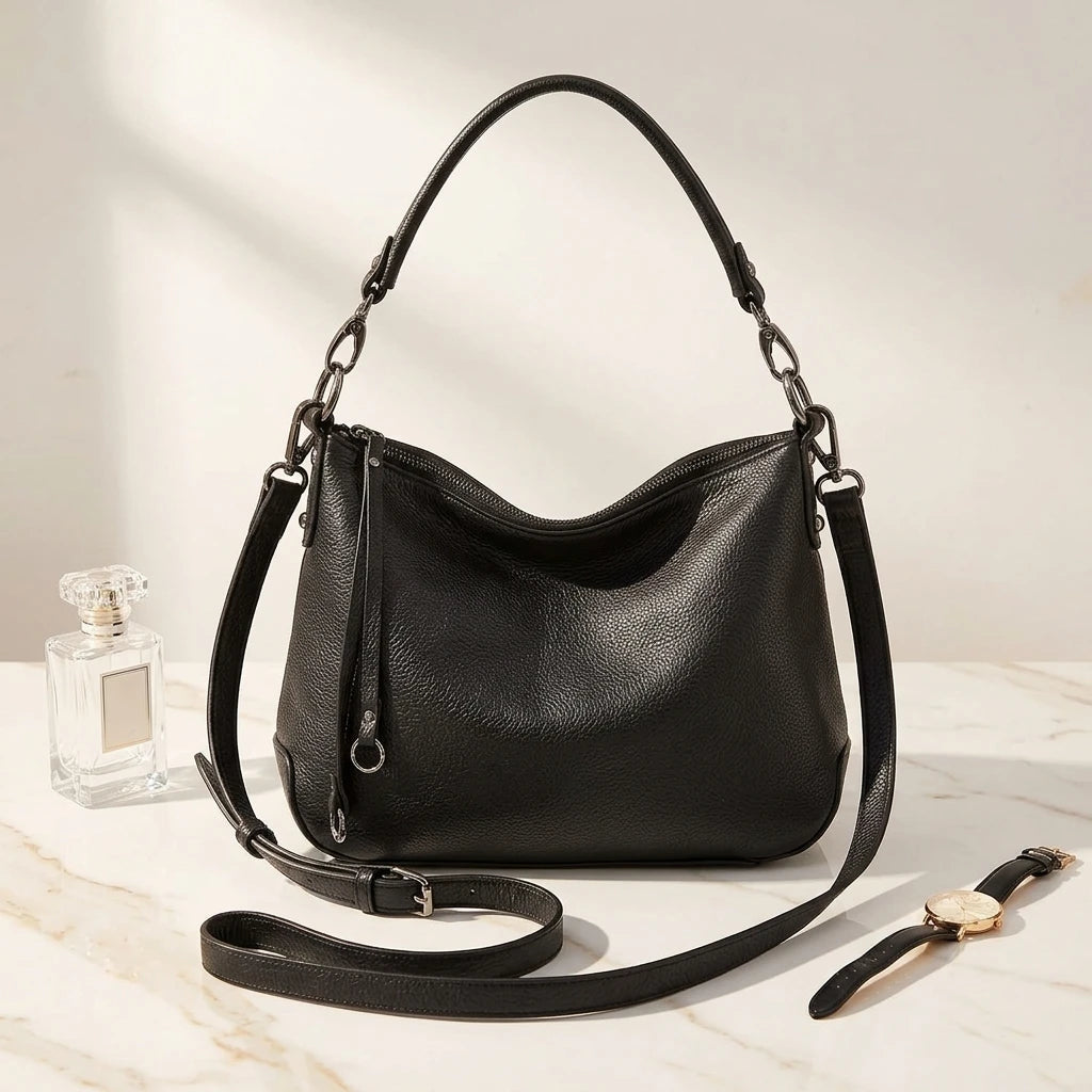 Sac à main bandoulière en cuir sobre - Alessandra