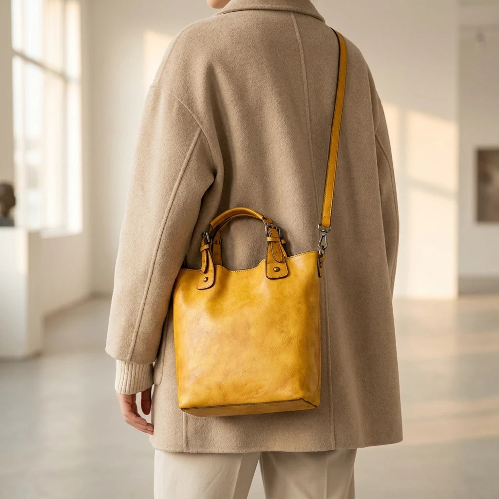 Sac à main bandoulière en cuir véritable authentique - Alba