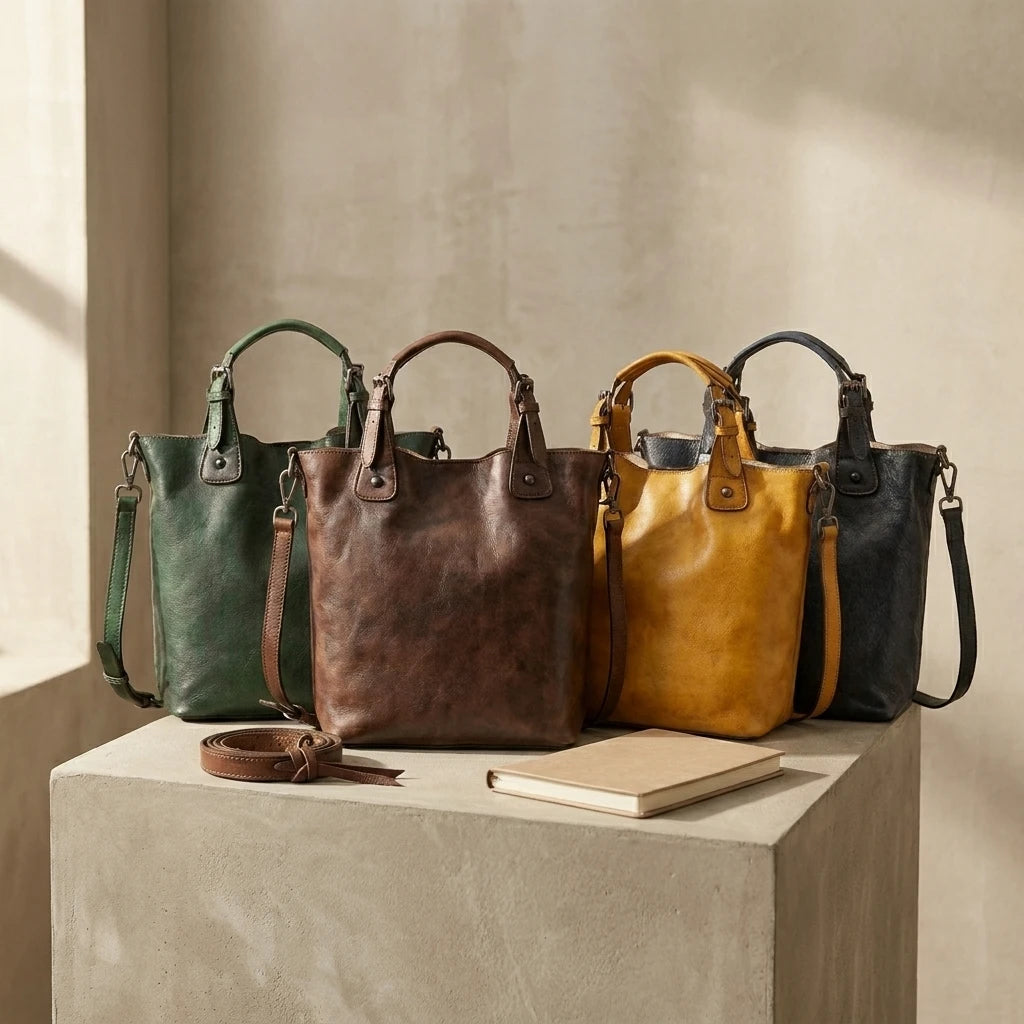 Sac à main bandoulière en cuir véritable authentique - Alba