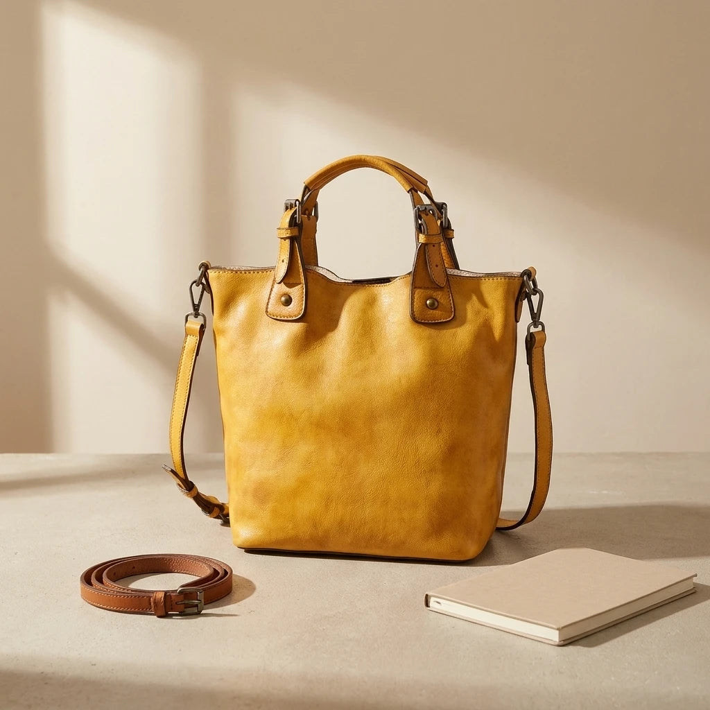 Sac à main bandoulière en cuir véritable authentique - Alba