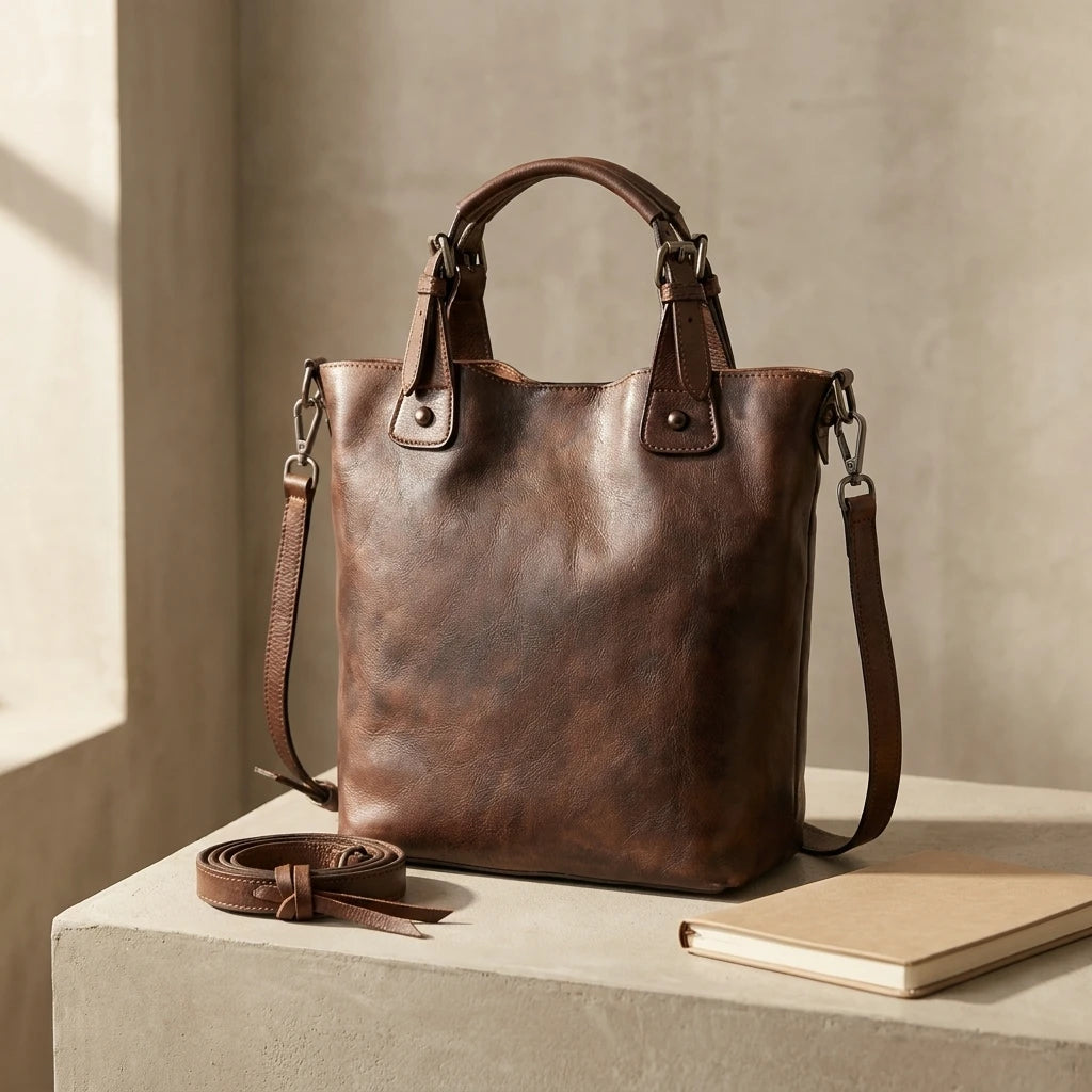 Sac à main bandoulière en cuir véritable authentique - Alba