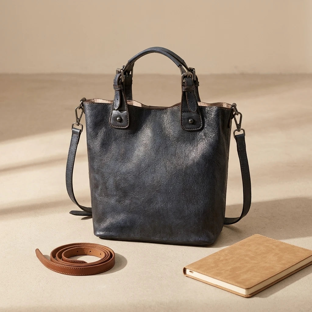 Sac à main bandoulière en cuir véritable authentique - Alba