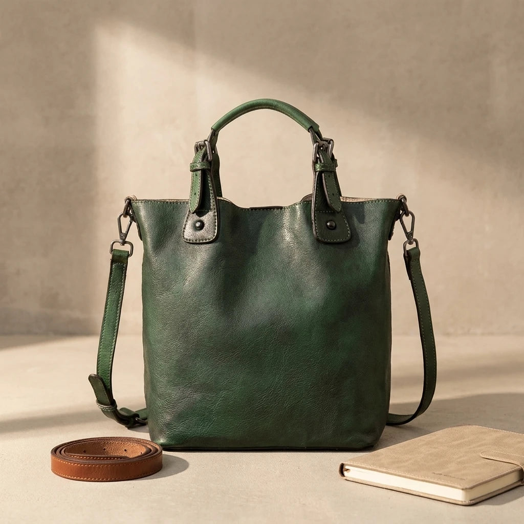 Sac à main bandoulière en cuir véritable authentique - Alba
